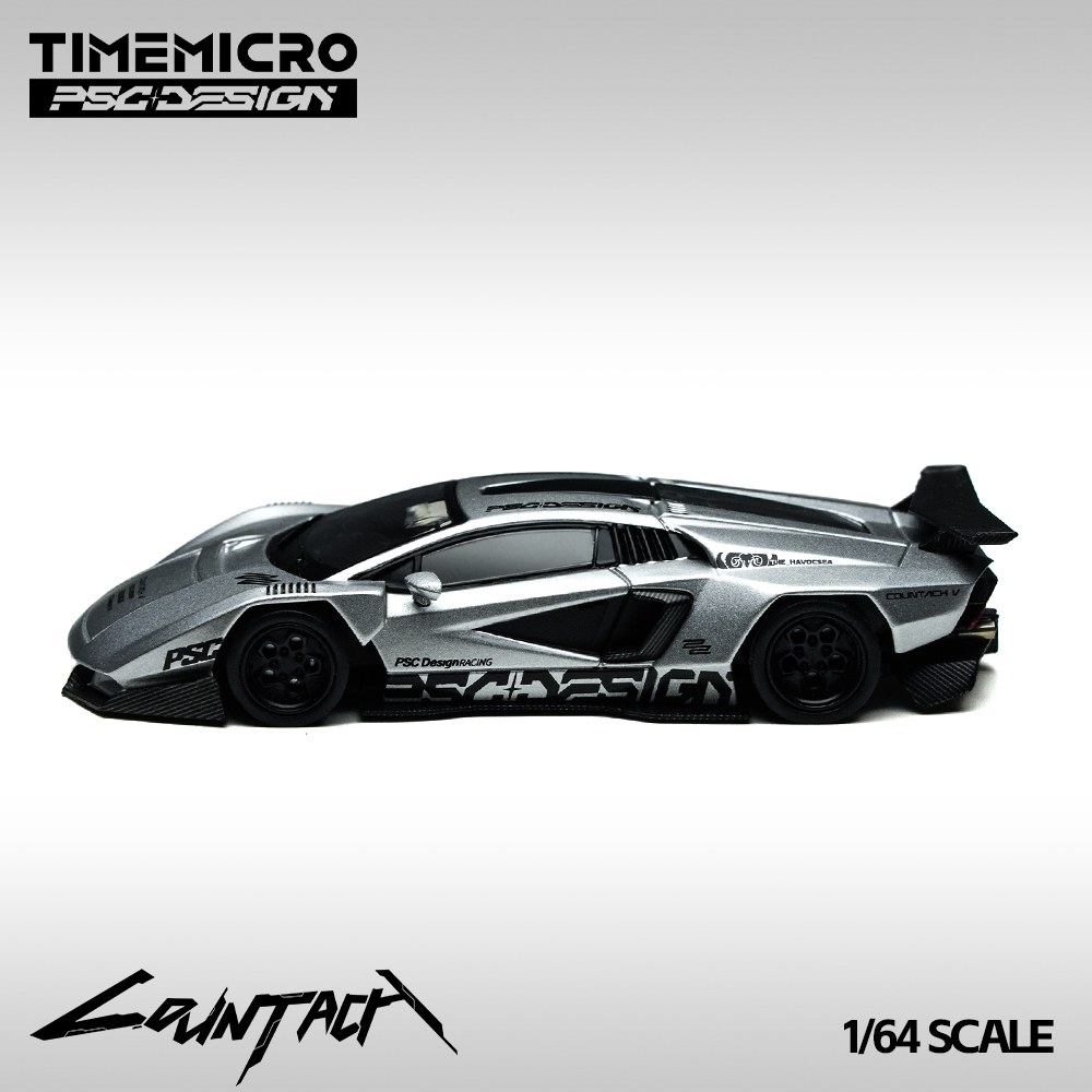 Time Micro X PSC Design 1:64 Lamborghini Countach V Engineer Silver Bullet Edition in Premium Box Packaging