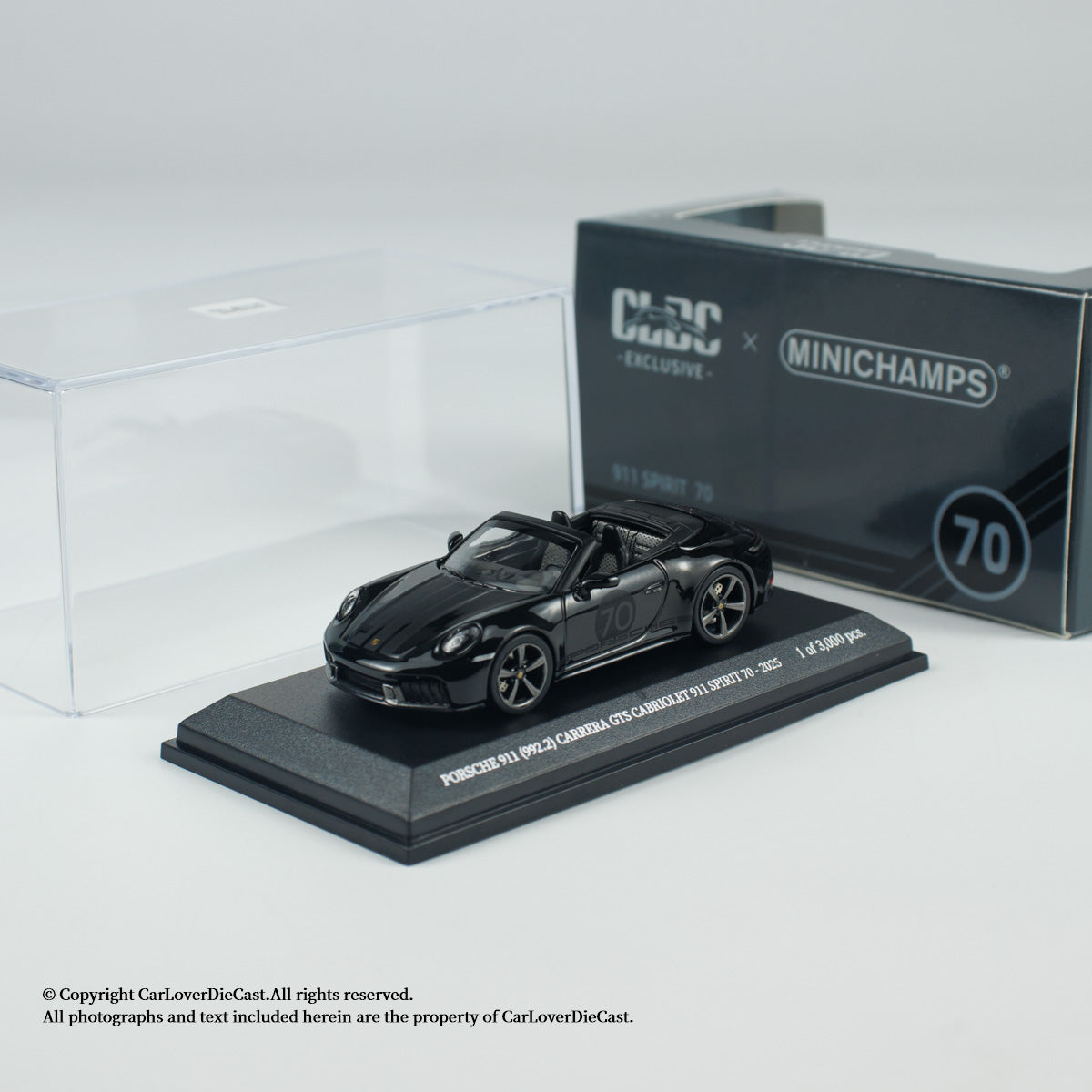 MINICHAMPS 1:64 PORSCHE 911 (992.2) CARRERA GTS CABRIOLET SPIRIT 70 - 2025 - Black - EXCLUSIVE FOR CLDC