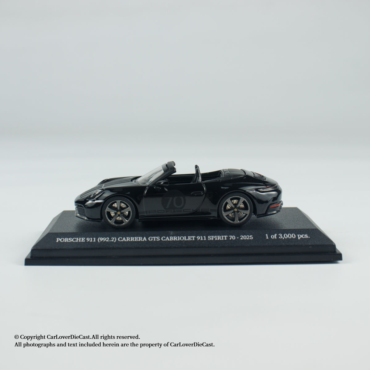MINICHAMPS 1:64 PORSCHE 911 (992.2) CARRERA GTS CABRIOLET SPIRIT 70 - 2025 - Black - EXCLUSIVE FOR CLDC