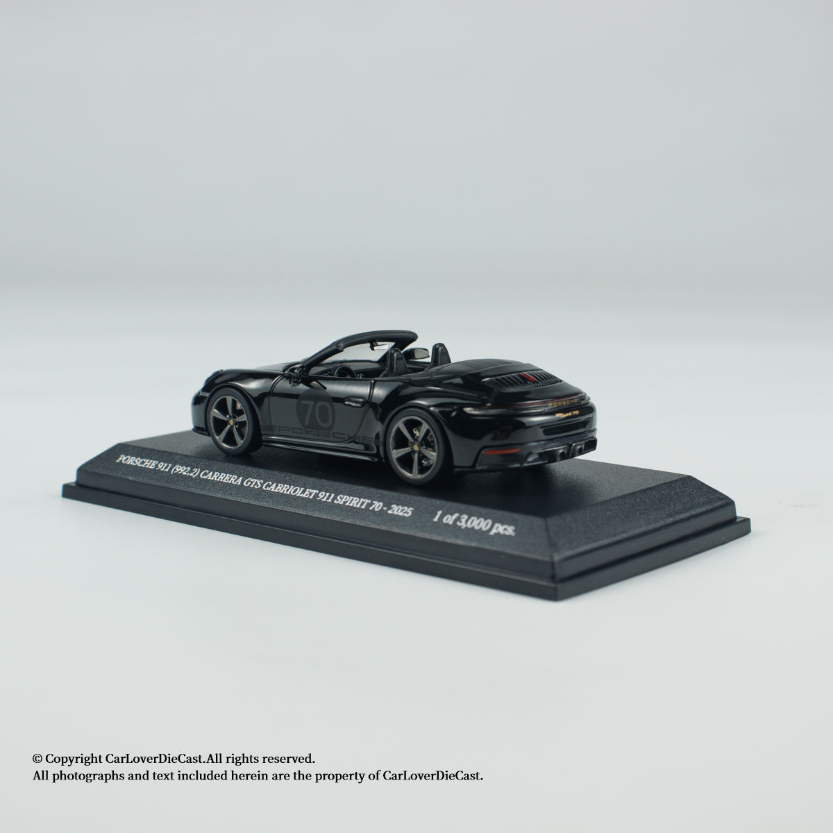 MINICHAMPS 1:64 PORSCHE 911 (992.2) CARRERA GTS CABRIOLET SPIRIT 70 - 2025 - Black - EXCLUSIVE FOR CLDC