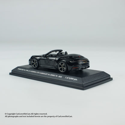 MINICHAMPS 1:64 PORSCHE 911 (992.2) CARRERA GTS CABRIOLET SPIRIT 70 - 2025 - Black - EXCLUSIVE FOR CLDC
