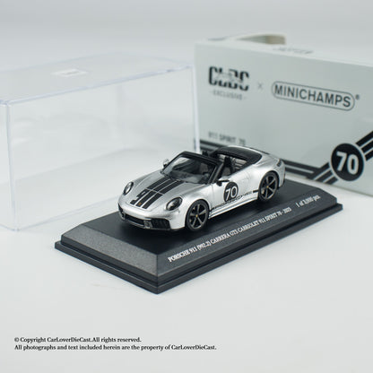 MINICHAMPS 1:64 PORSCHE 911 (992.2) CARRERA GTS CABRIOLET SPIRIT 70 - 2025 - Metallic Silver - EXCLUSIVE FOR CLDC