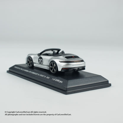 MINICHAMPS 1:64 PORSCHE 911 (992.2) CARRERA GTS CABRIOLET SPIRIT 70 - 2025 - Metallic Silver - EXCLUSIVE FOR CLDC