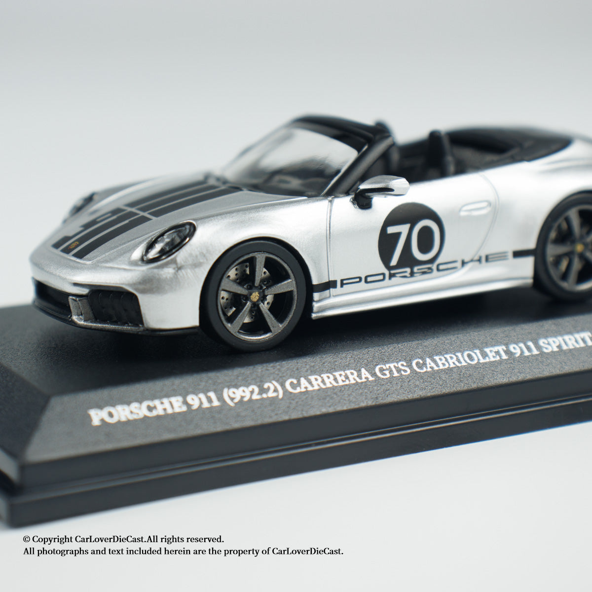 MINICHAMPS 1:64 PORSCHE 911 (992.2) CARRERA GTS CABRIOLET SPIRIT 70 - 2025 - Metallic Silver - EXCLUSIVE FOR CLDC
