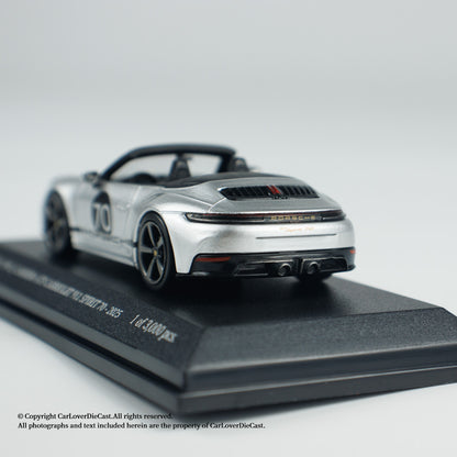MINICHAMPS 1:64 PORSCHE 911 (992.2) CARRERA GTS CABRIOLET SPIRIT 70 - 2025 - Metallic Silver - EXCLUSIVE FOR CLDC