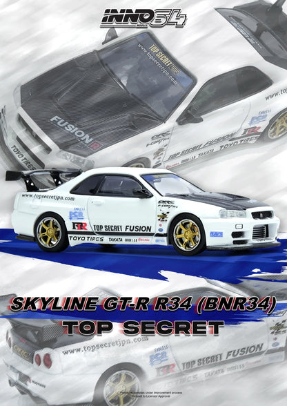 INNO64 1:64 TOP SECRET Skyline R34 BNR34 GT-R White (IN64-R34TS-WHI)