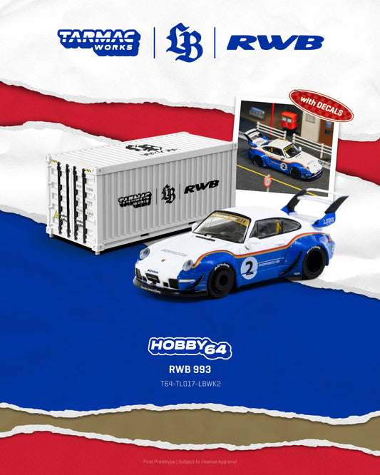 Tarmac Works 1/64 Porsche RWB 993 Liberty Walk with Container Packaging - Tarmac Works HOBBY64