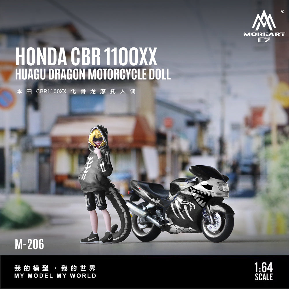 MoreArt 1:64 Honda CBR 1100XX (Skeleton Rexy) Bone Transforming Tyrannosaurus Motorcycle Doll Set (1 Motorcycle + 1 Figure)