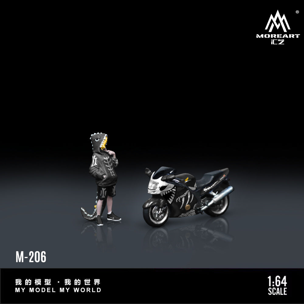 MoreArt 1:64 Honda CBR 1100XX (Skeleton Rexy) Bone Transforming Tyrannosaurus Motorcycle Doll Set (1 Motorcycle + 1 Figure)