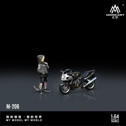 MoreArt 1:64 Honda CBR 1100XX (Skeleton Rexy) Bone Transforming Tyrannosaurus Motorcycle Doll Set (1 Motorcycle + 1 Figure)