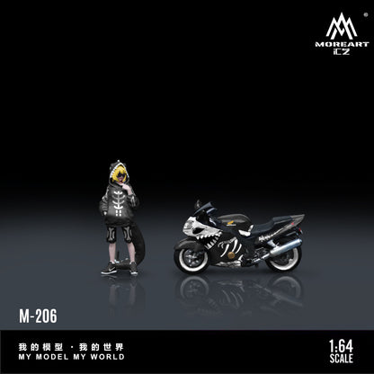 MoreArt 1:64 Honda CBR 1100XX (Skeleton Rexy) Bone Transforming Tyrannosaurus Motorcycle Doll Set (1 Motorcycle + 1 Figure)
