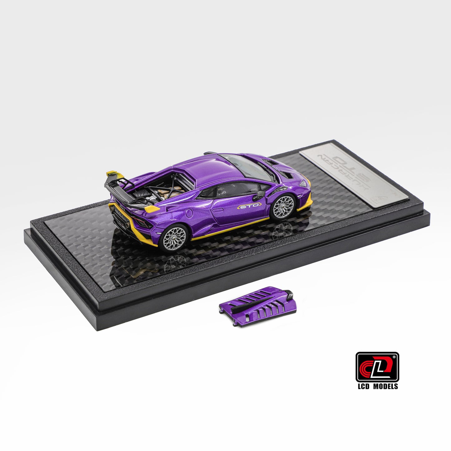 LCD Model 1:64 Lamborghini Huracan STO Purple Openable Engine Hood with Detailed Engine Lamborghini Official Licensed