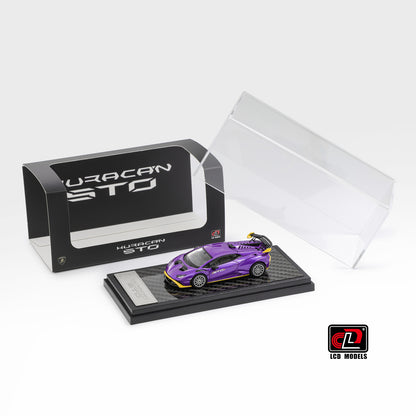 LCD Model 1:64 Lamborghini Huracan STO Purple Openable Engine Hood with Detailed Engine Lamborghini Official Licensed