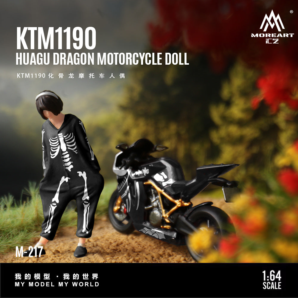MoreArt 1:64 KTM1190 Skeleton Rexy Bone Tyrannosaurus Motorcycle Doll Set (1 Motorcycle + 1 Figure)