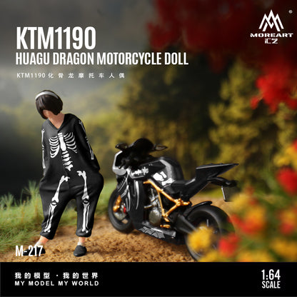 MoreArt 1:64 KTM1190 Skeleton Rexy Bone Tyrannosaurus Motorcycle Doll Set (1 Motorcycle + 1 Figure)