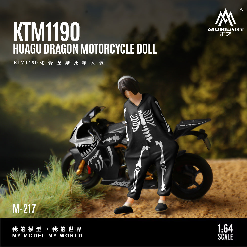 MoreArt 1:64 KTM1190 Skeleton Rexy Bone Tyrannosaurus Motorcycle Doll Set (1 Motorcycle + 1 Figure)