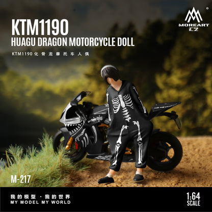 MoreArt 1:64 KTM1190 Skeleton Rexy Bone Tyrannosaurus Motorcycle Doll Set (1 Motorcycle + 1 Figure)