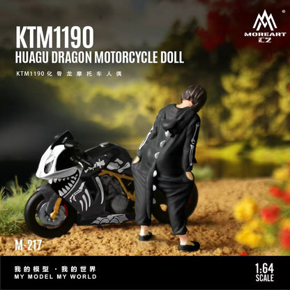 MoreArt 1:64 KTM1190 Skeleton Rexy Bone Tyrannosaurus Motorcycle Doll Set (1 Motorcycle + 1 Figure)