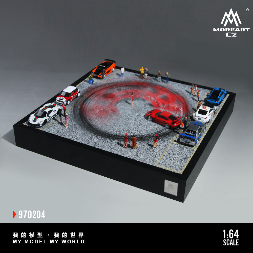 MoreArt 1:64 Car Drift Turnable Scene 01 Version (Model cars can drift on the diorama, Please see the drifting effect in the attached video)