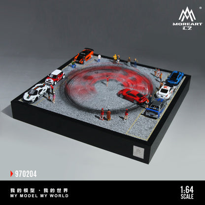 MoreArt 1:64 Car Drift Turnable Scene 01 Version (Model cars can drift on the diorama, Please see the drifting effect in the attached video)