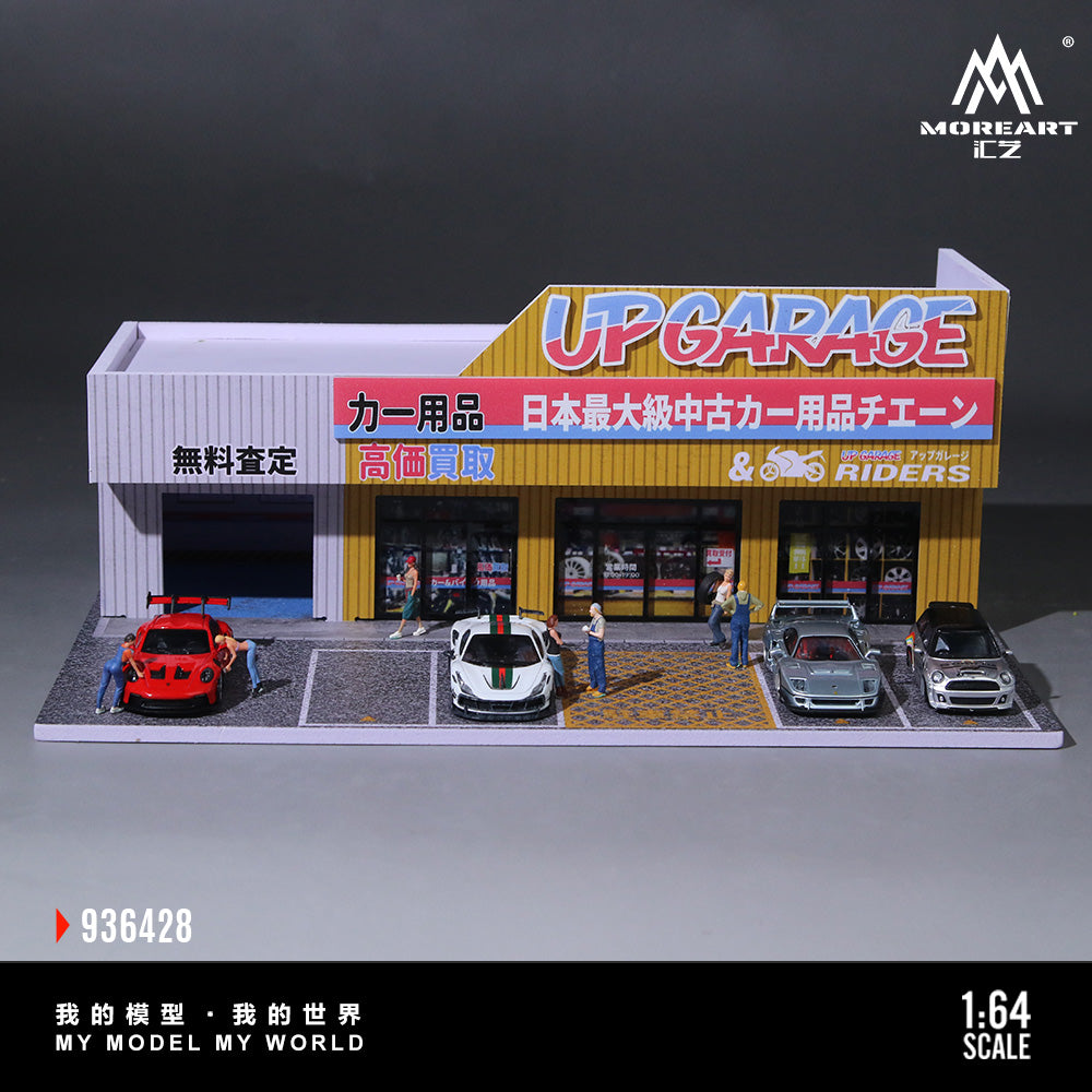 MoreArt 1:64 Scene Of An Auto Supply Store LED Light Diorama with 2 Girls Figures