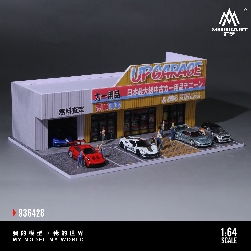 MoreArt 1:64 Scene Of An Auto Supply Store LED Light Diorama with 2 Girls Figures