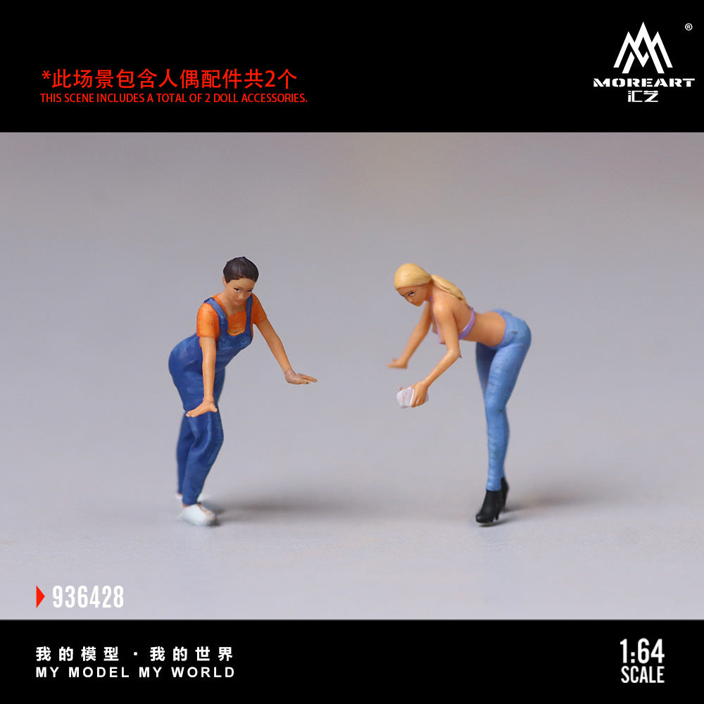 MoreArt 1:64 Scene Of An Auto Supply Store LED Light Diorama with 2 Girls Figures