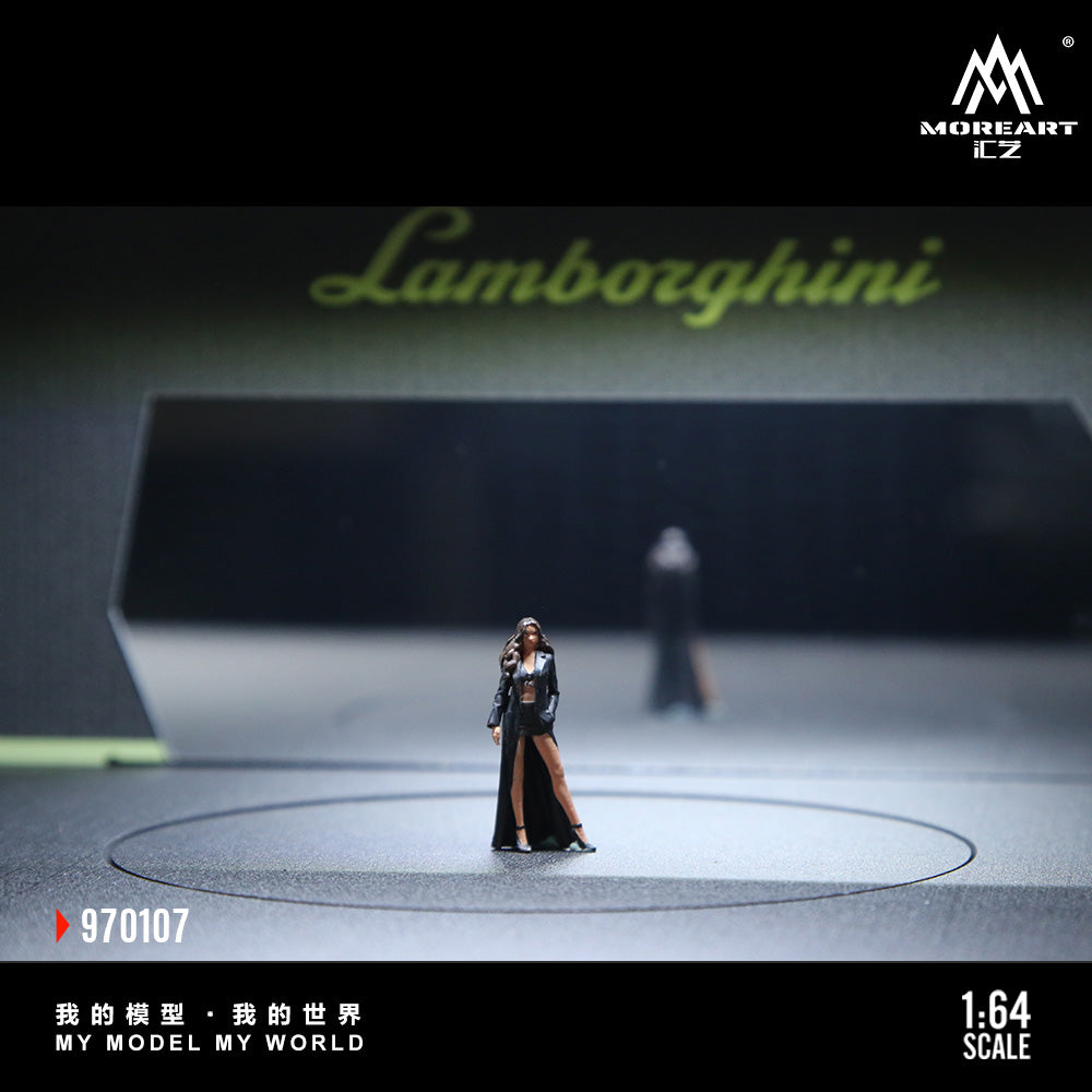 MoreArt 1:64 Lanboghini Rotating Display Booth Scene LED Light Diorama + 1 Showgirl Figure (Rotating Booth is self rotating powered by USB, Please see the rotating effect in the attached video)