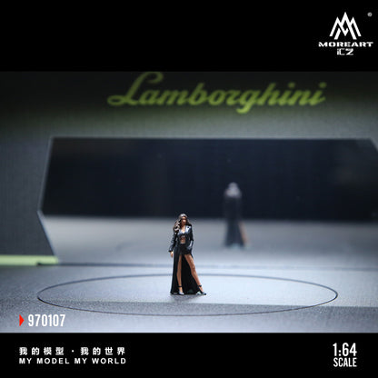 MoreArt 1:64 Lanboghini Rotating Display Booth Scene LED Light Diorama + 1 Showgirl Figure (Rotating Booth is self rotating powered by USB, Please see the rotating effect in the attached video)