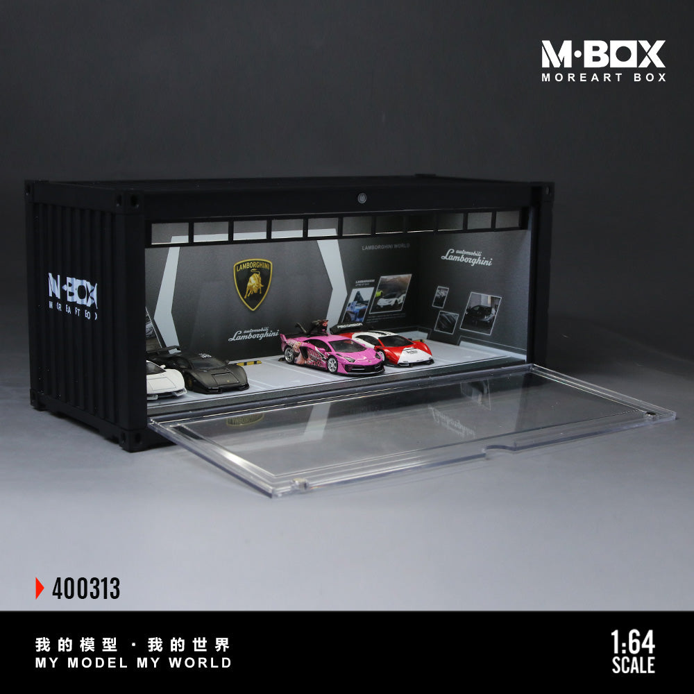MoreArt M BOX 1/64 Container Model Storage Scene Diorama with LED Light- Lamborghini Edition