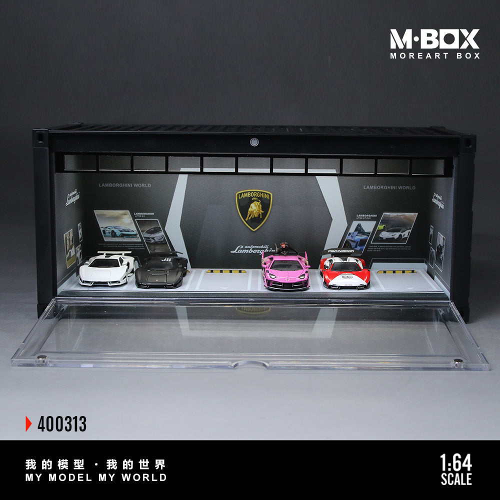 MoreArt M BOX 1/64 Container Model Storage Scene Diorama with LED Light- Lamborghini Edition