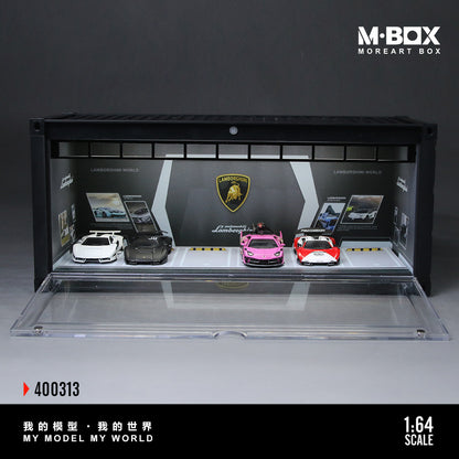 MoreArt M BOX 1/64 Container Model Storage Scene Diorama with LED Light- Lamborghini Edition