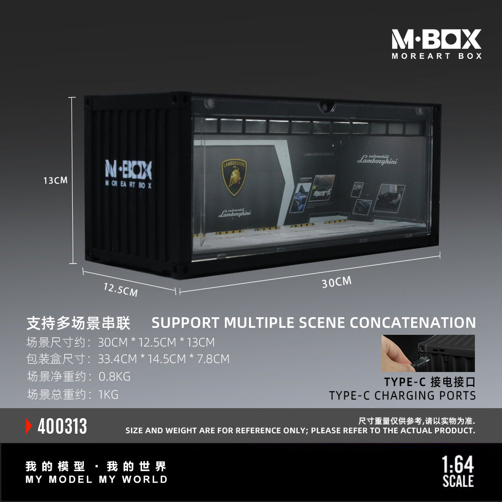 MoreArt M BOX 1/64 Container Model Storage Scene Diorama with LED Light- Lamborghini Edition