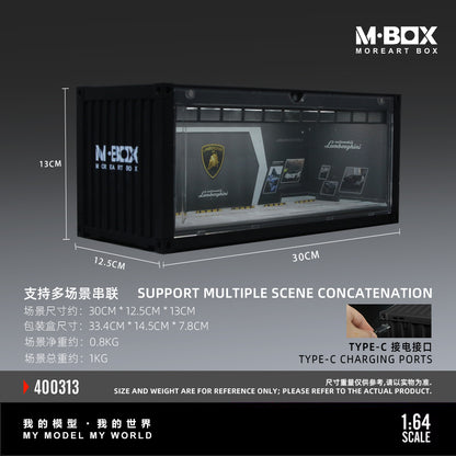 MoreArt M BOX 1/64 Container Model Storage Scene Diorama with LED Light- Lamborghini Edition