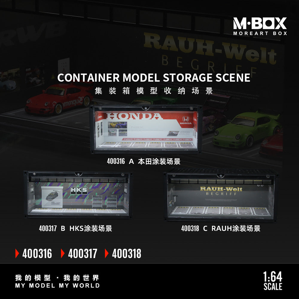 MoreArt M BOX 1/64 Container Model Storage Scene Diorama with LED Light- RWB Edition