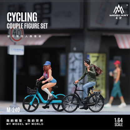 MoreArt 1:64 Bicycle Cycling Couple Figure Set (2 Cyclists and 2 Bicycles Set)
