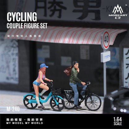MoreArt 1:64 Bicycle Cycling Couple Figure Set (2 Cyclists and 2 Bicycles Set)