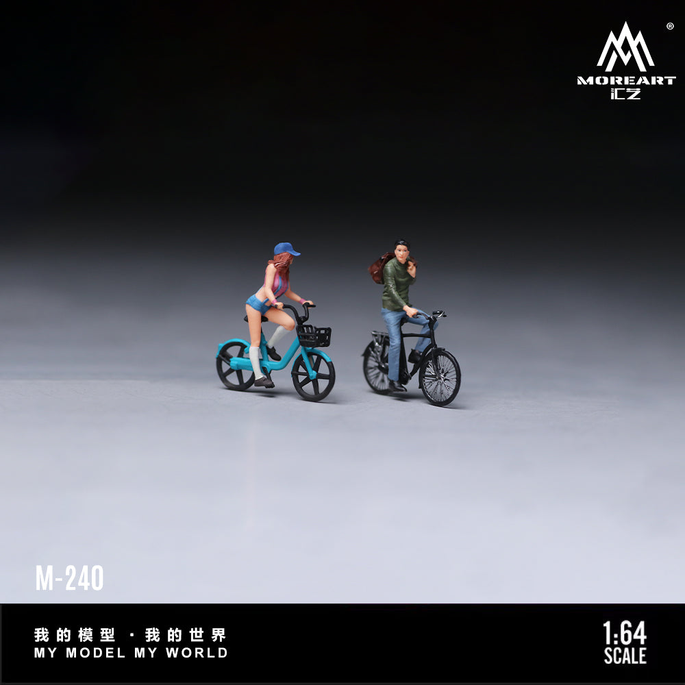 MoreArt 1:64 Bicycle Cycling Couple Figure Set (2 Cyclists and 2 Bicycles Set)