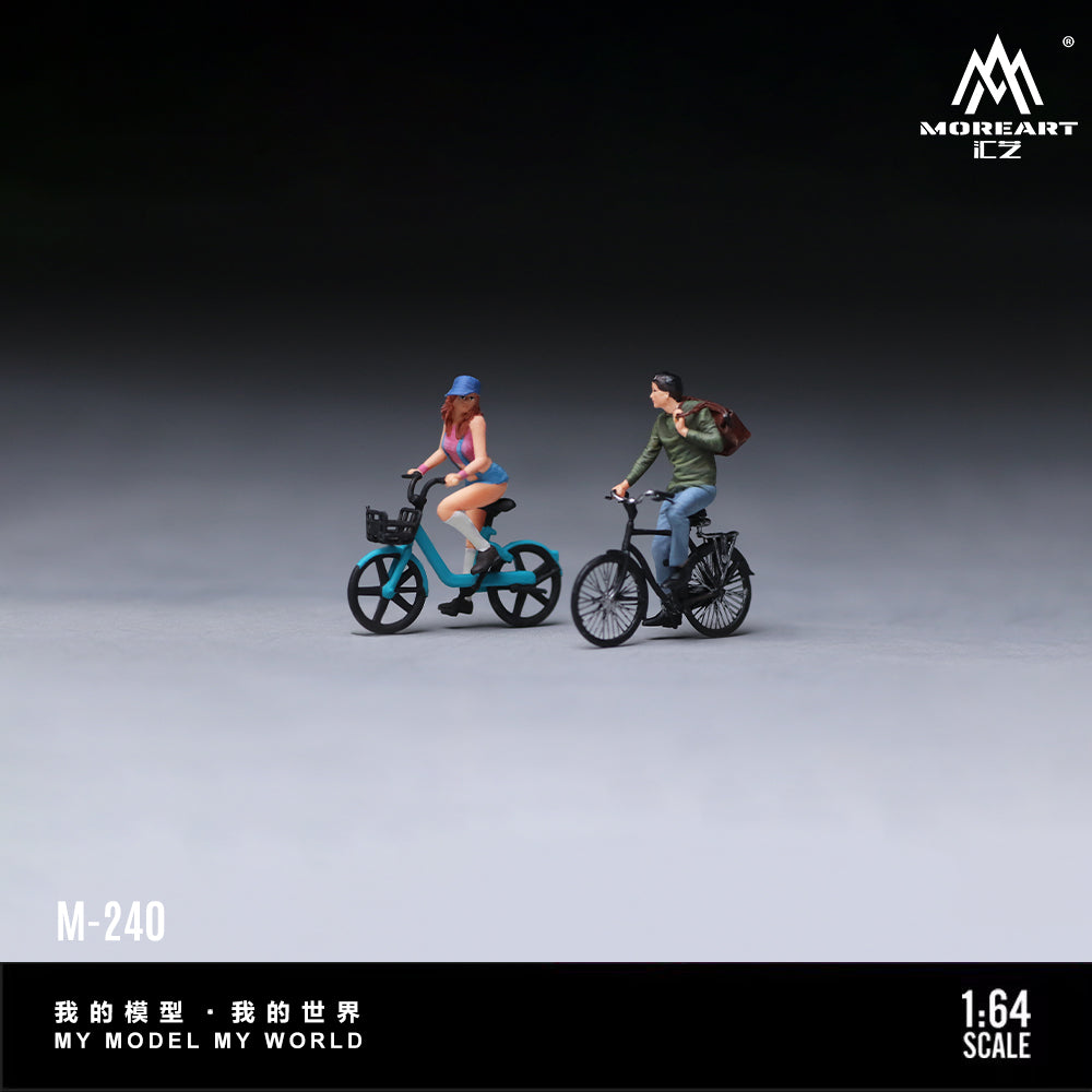 MoreArt 1:64 Bicycle Cycling Couple Figure Set (2 Cyclists and 2 Bicycles Set)