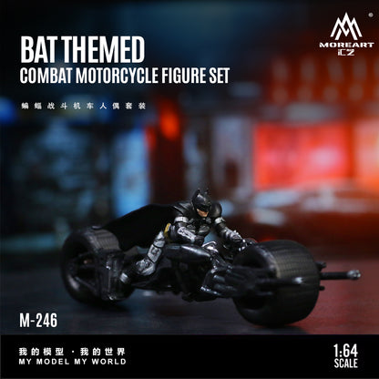 MoreArt 1:64 Batman Batcycle Bat Themed Combat Motorcycle Figure Set (1 Motorcycle + 1 Figure)