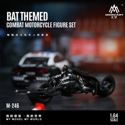 MoreArt 1:64 Batman Batcycle Bat Themed Combat Motorcycle Figure Set (1 Motorcycle + 1 Figure)