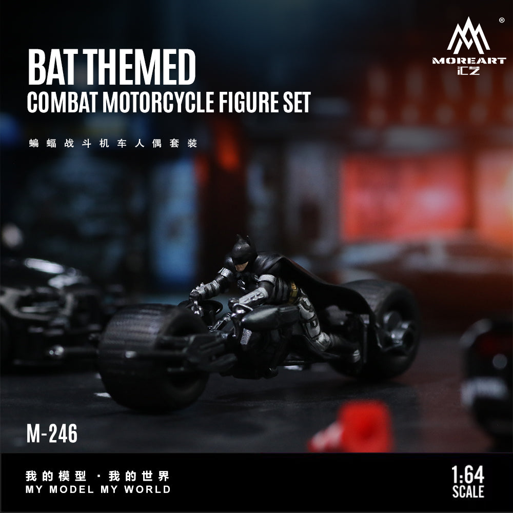 MoreArt 1:64 Batman Batcycle Bat Themed Combat Motorcycle Figure Set (1 Motorcycle + 1 Figure)