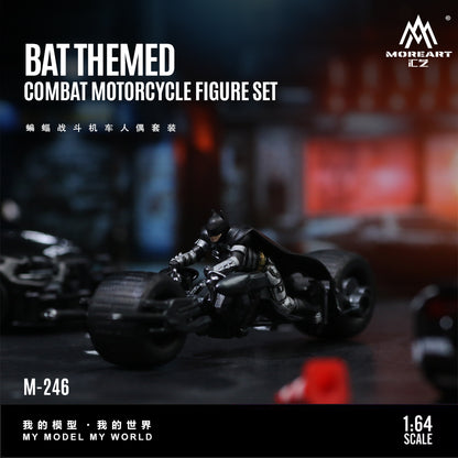 MoreArt 1:64 Batman Batcycle Bat Themed Combat Motorcycle Figure Set (1 Motorcycle + 1 Figure)