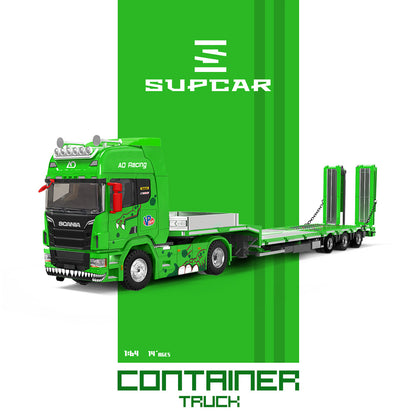 Supcar 1:64 Scania Flat Bed Trailer Transporter Truck Rexy Green