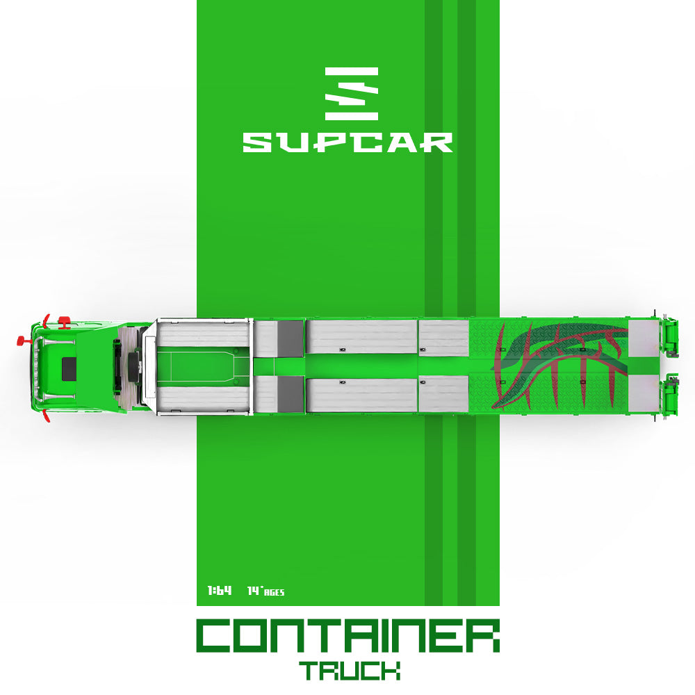 Supcar 1:64 Scania Flat Bed Trailer Transporter Truck Rexy Green