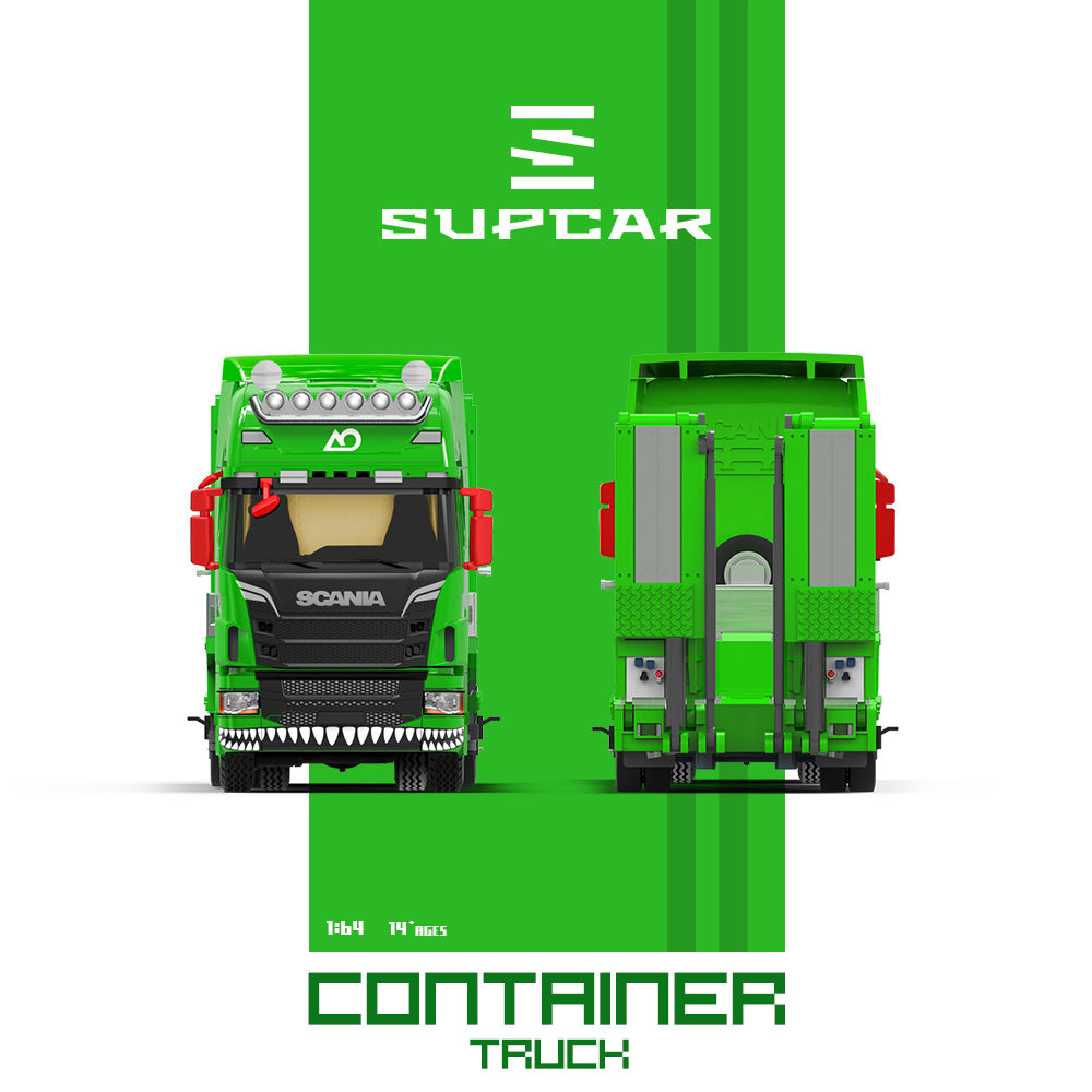 Supcar 1:64 Scania Flat Bed Trailer Transporter Truck Rexy Green