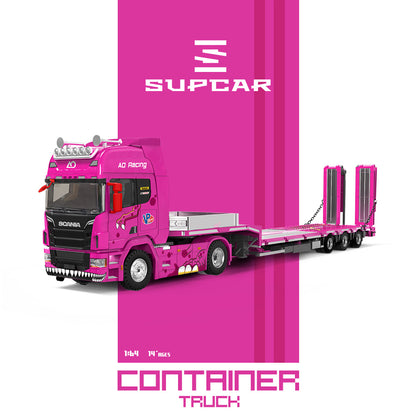 Supcar 1:64 Scania Flat Bed Trailer Transporter Truck Roxy Pink