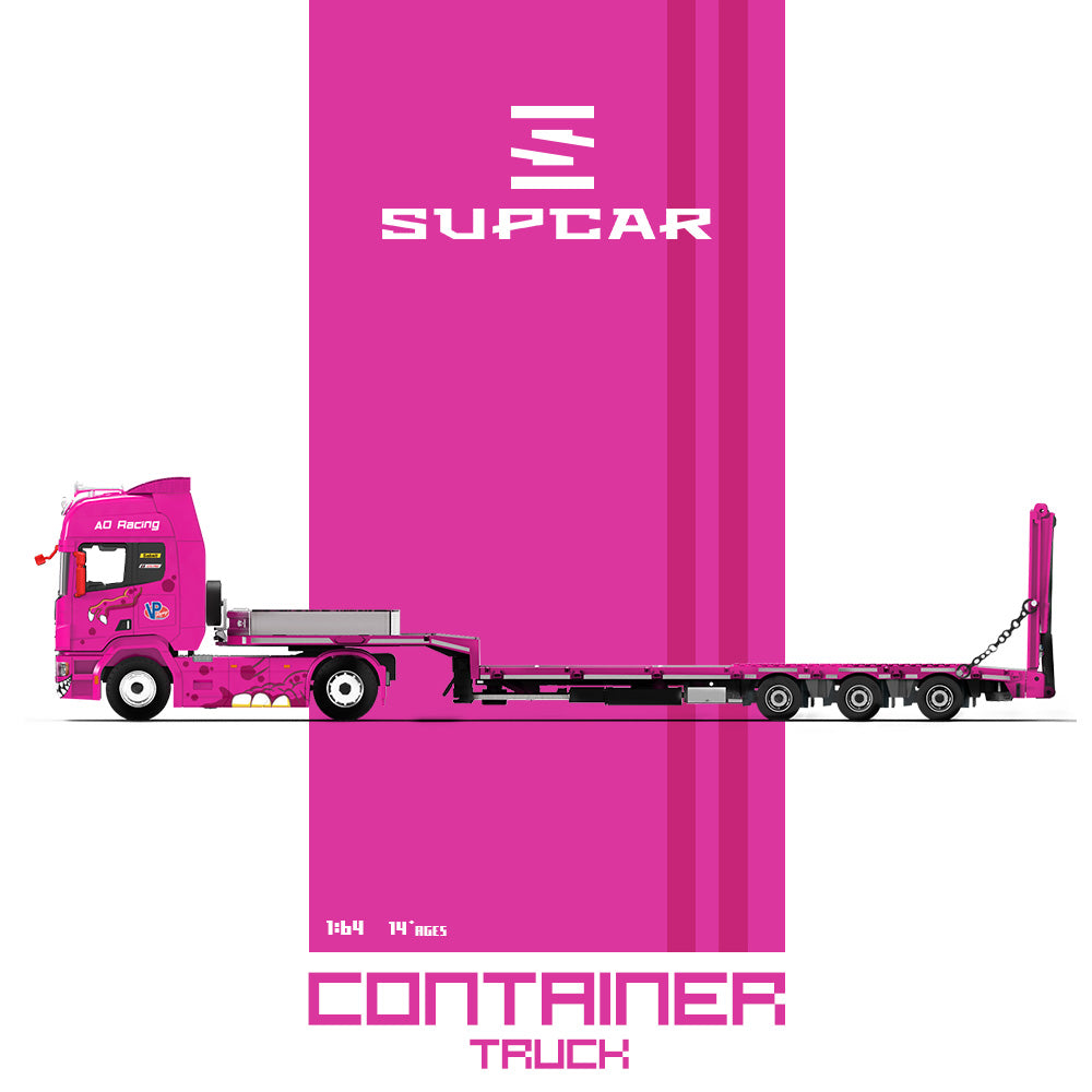 Supcar 1:64 Scania Flat Bed Trailer Transporter Truck Roxy Pink