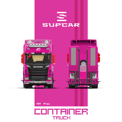 Supcar 1:64 Scania Flat Bed Trailer Transporter Truck Roxy Pink