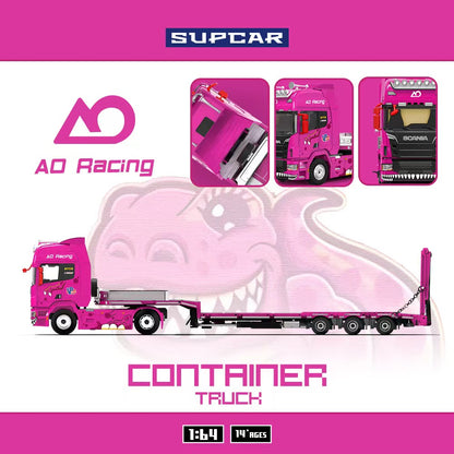 Supcar 1:64 Scania Flat Bed Trailer Transporter Truck Roxy Pink